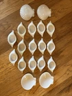 Vintage Glasbake Milk Glass Crab Set Of 14 And 4 Clam Shell Dishes Made In USA