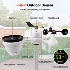 New 7-in-1 Wi-Fi Weather Station, 7.5 in Color Display, Home Weather Station In