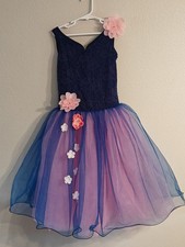 Ballet dance costume, navy blue/pink, girls size medium by Curtain call