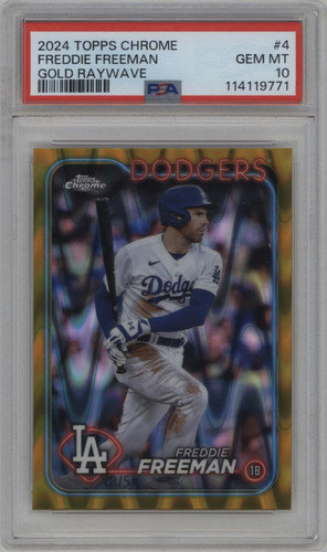 2024 Topps Chrome Freddie Freeman GOLD RAYWAVE /50 PSA 10 GEM MINT - LOW POP 4