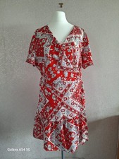 Unbranded Women's Red & White Floral Shortsleeve Signature Short Wrap Dress