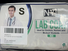 NY Threads Men  s Professional Lab Coat   White, Size S   New W/ Tags