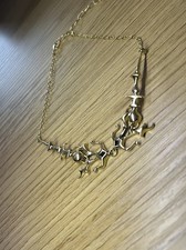 Gold Abstract flame necklace 