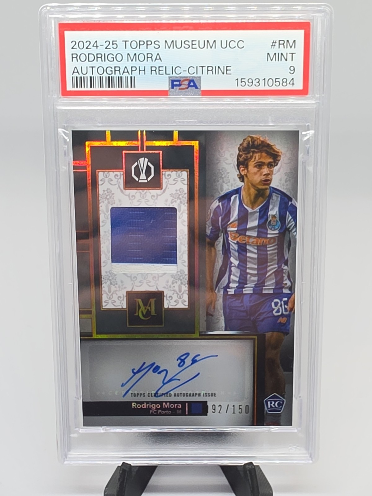 Rodrigo Mora RC Match Worn Relic Auto /150 PSA 9 Topps Museum