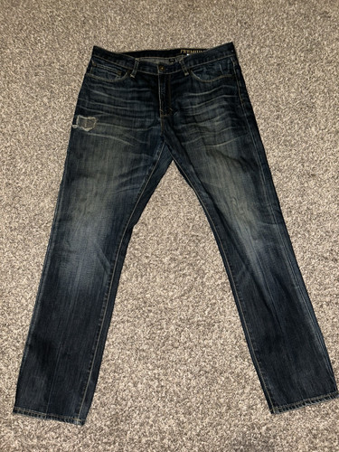 Gap Men's 1969 distressed Premium straight fit Jeans Size 34X32 Dark Rinse - Picture 1 of 6