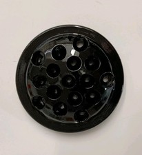 Black Amethyst Depression Glass Flower Frog 16 Holes Vintage Art Deco 4"