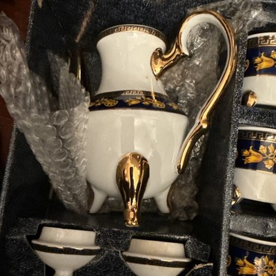 17 Pc Fine Porcelain Premium 24k Gold Plated Tea Set 