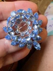 Vintage Weiss Blue Prong Set Rhinestone Costume Jewelry Brooch