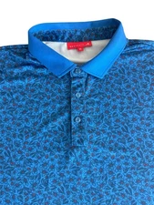 Redvanly Golf Polo Shirt Floral Performance Blue Short Sleeve Casual Mens XL