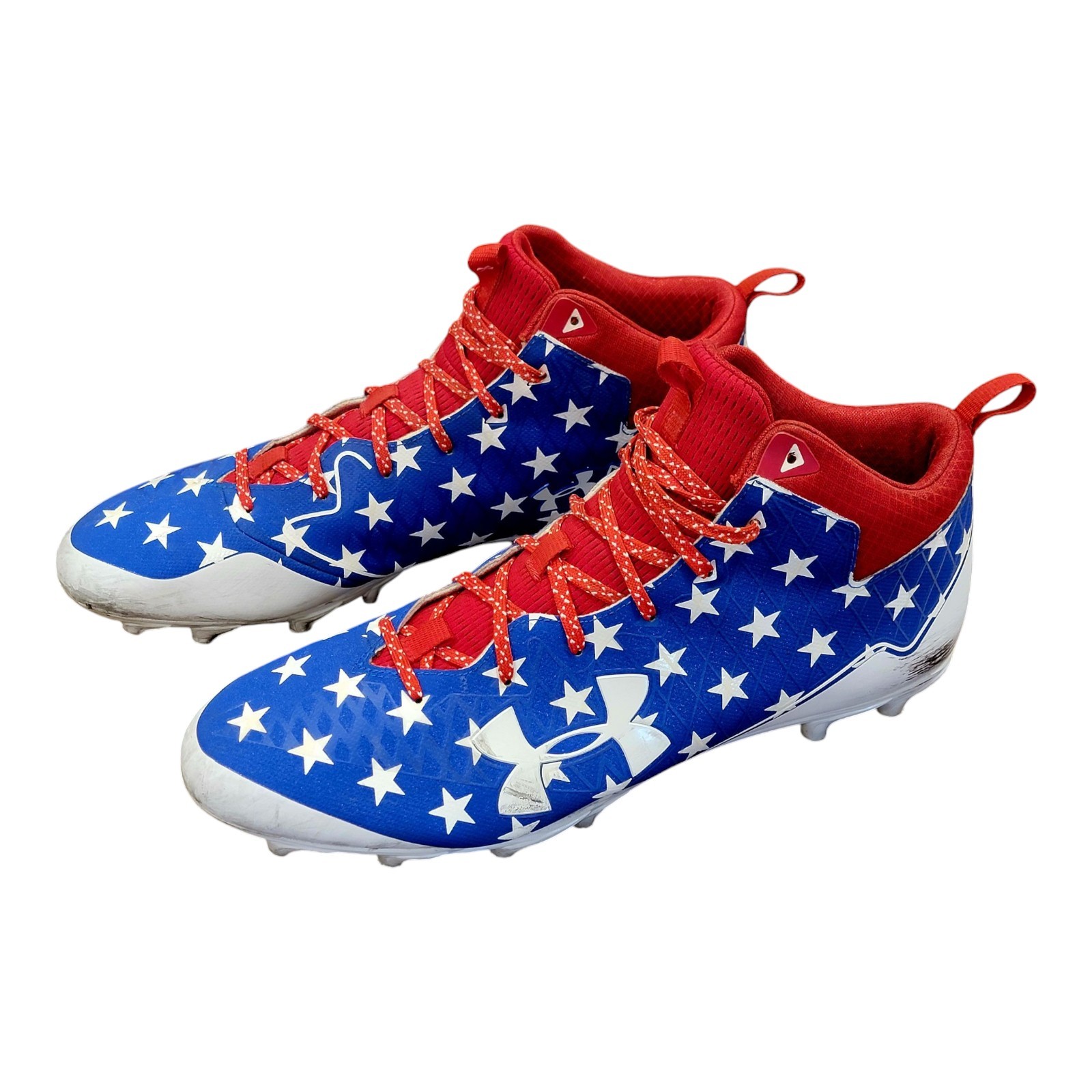 Under Armour UA Nitro Select Mid MC Cleats Red White Blue Sz 15 3019904-404