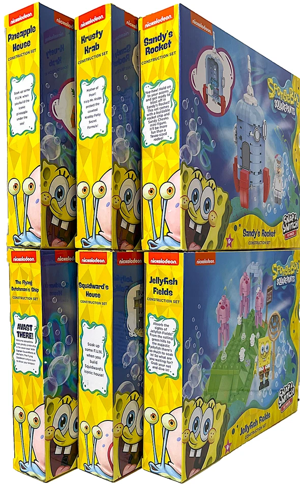 Snap & Switch SpongeBob Squarepants Construction Set Nickelodeon Lot of 6 NEW - Image 2 of 4