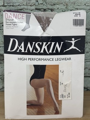 Y2K Danskin DANCE Legwear #69 Size B Suntan Footed Tights Run Resistance Nylons