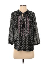 MASON & BELLE Women Black 3/4 Sleeve Blouse S