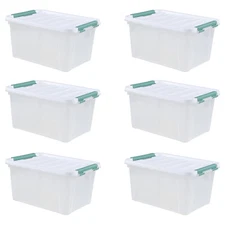 Idotry 4/6Pcaks Stackable Latching Box Plastic Storage Containers Tote, 20 Quart