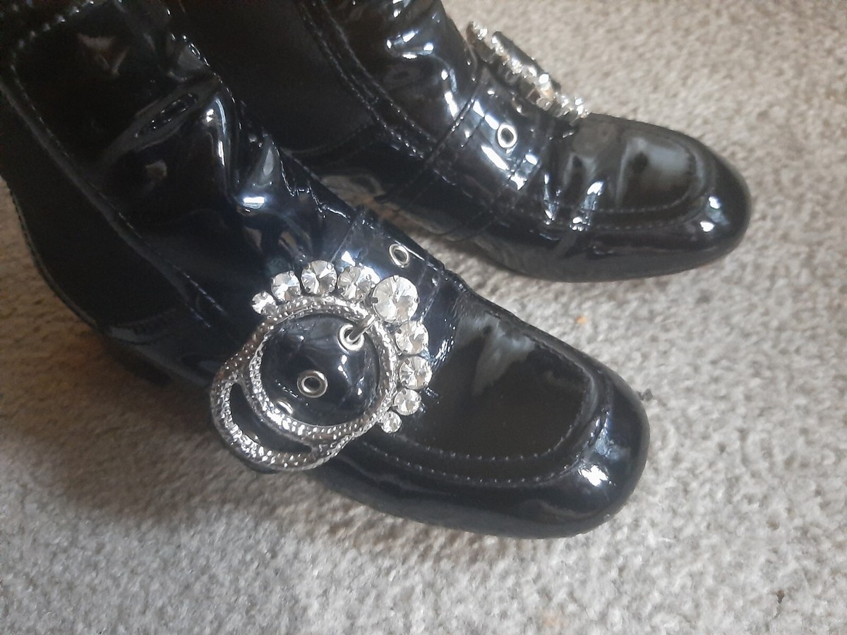 Authentic Miu Miu Black Crystal Boots Patent Leather/SZ 37 Authentic Miu Miu Black Crystal Boots Patent Leather/SZ 37
