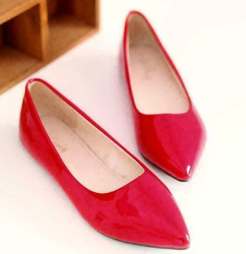 New Womens Ballet Flats Point Toe Pumps Ladies Slip On Casual Shoes Plus Size - Picture 7 of 25