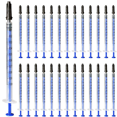 100 Pack Plastic Syringe with Cap, 1Ml 1Cc Syringe without Needle, Non-Sterile