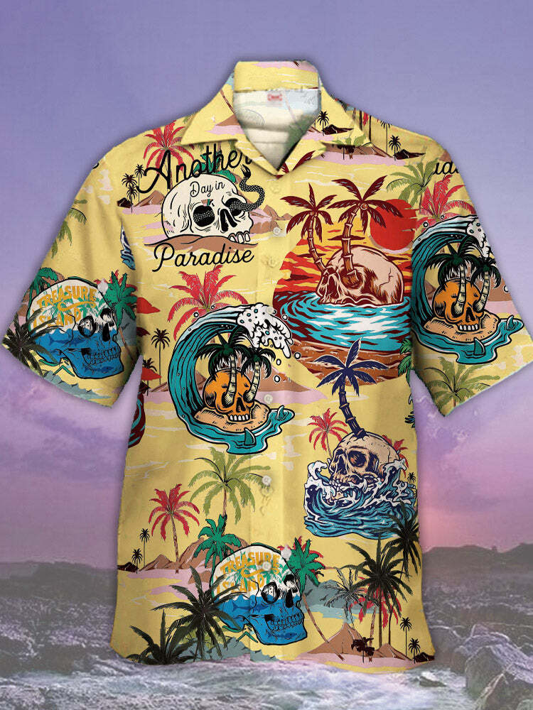 Camisa Hawaiana Playa Parasismo Calavera Vintage Hippie Psicodélica