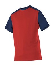 Alleson Ahtletic Boys Youth Mock Mesh Baseball Jersey, Scarlet/Navy, Medium