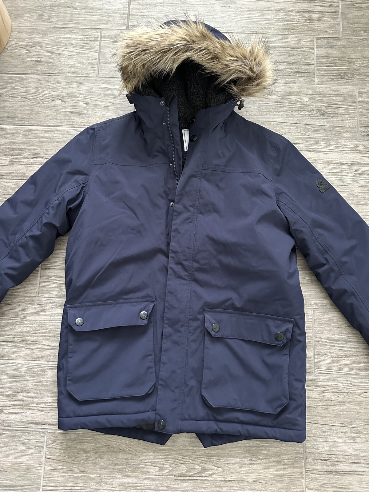 Tog 24 Men’s Coat Parka Jacket Fleece Inner Navy Size Large BROKEN ZIP
