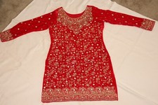 Pakistani/Indian Bridal Dress/ Red Velvet Lehnga