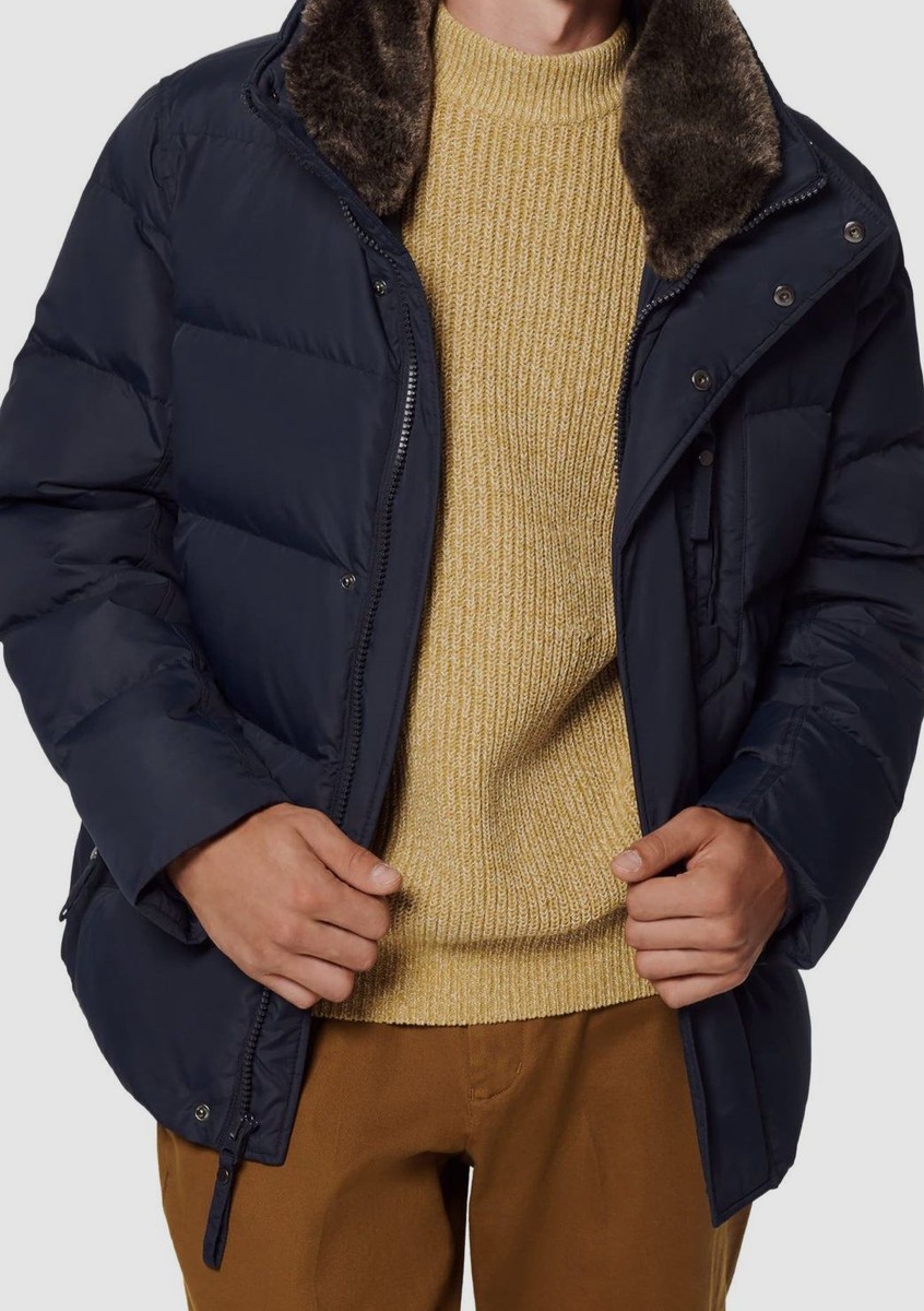 $295 Marc New York Mens Blue Horizon Fur Collared Down Puffer Coat Jacket  Size M - Main Image