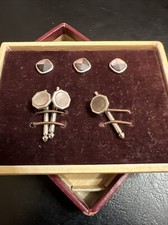 Two Sets Octagon Mother Pearl Vintage Formal Shirt Studs Square And Octagon