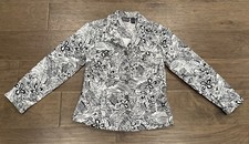 Chicos Size 0 US Size 4 White Floral Additions Blazer