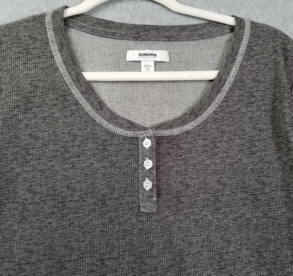 Top de pijama SONOMA para mujer extra grande XL gris manga larga cuello redondo tejido elástico Foto 2 de 4