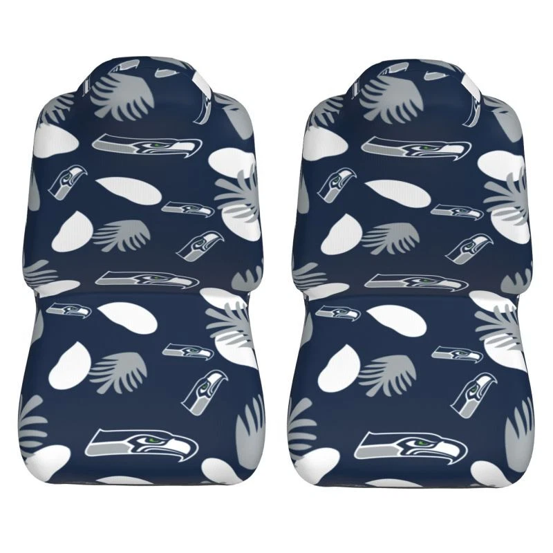 2pcs Seattle Seahawks Elastic Car Seat Covers Car Front Rear Protectors Decor