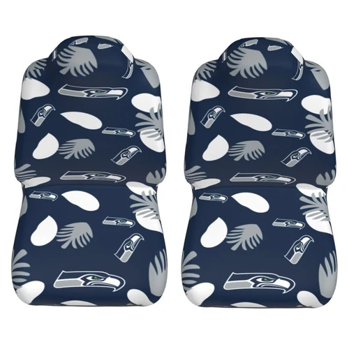 2pcs Seattle Seahawks Elastic Car Seat Covers Car Front Rear Protectors Decor