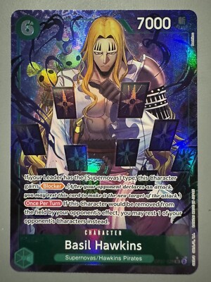 ONE PIECE CARD GAME BASIL HAWKINS (GREEN) OP07-029 P-SR AA