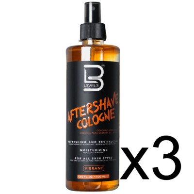BARBER BEAUTY SALON L3VEL3 MEN AFTERSHAVE COLOGNE SPRAY 13.5 OZ VIBRANT 3 PACK