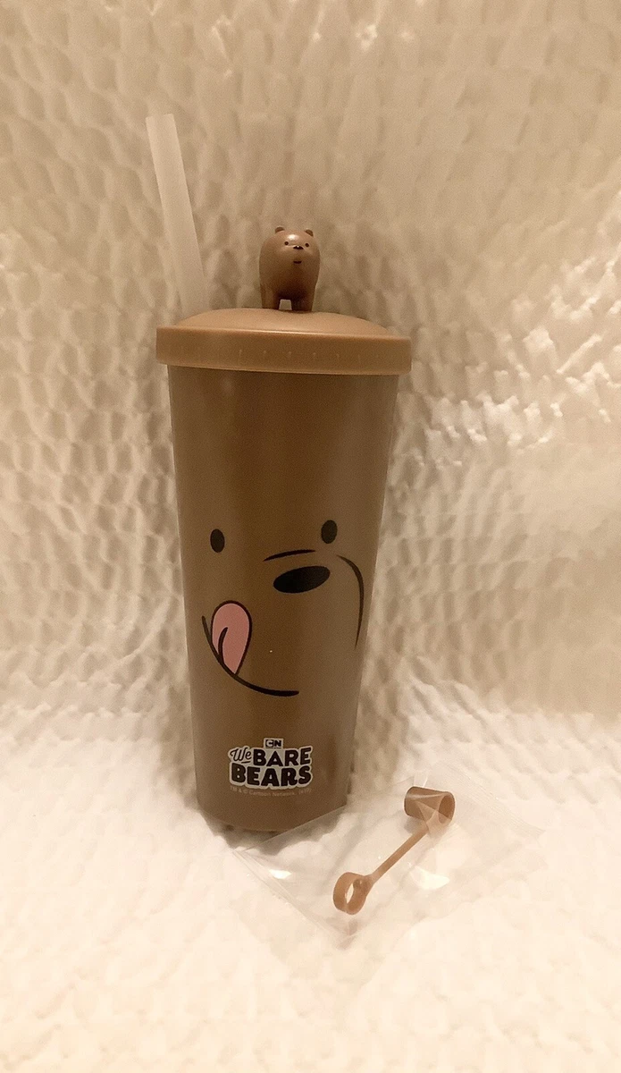 MINISO We Bare Bears- Water Bottle with Straw (Type B) Grizzly Bear