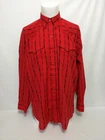 Panhandle Slim Red Black Striped Patterns Long Sleeve Shirt Mens Size 16.5/35