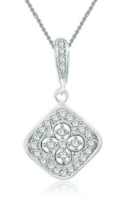 I1 G 0.65 Ct Natural Diamond Designer Cluster Pendant 14K White Gold Prong Set