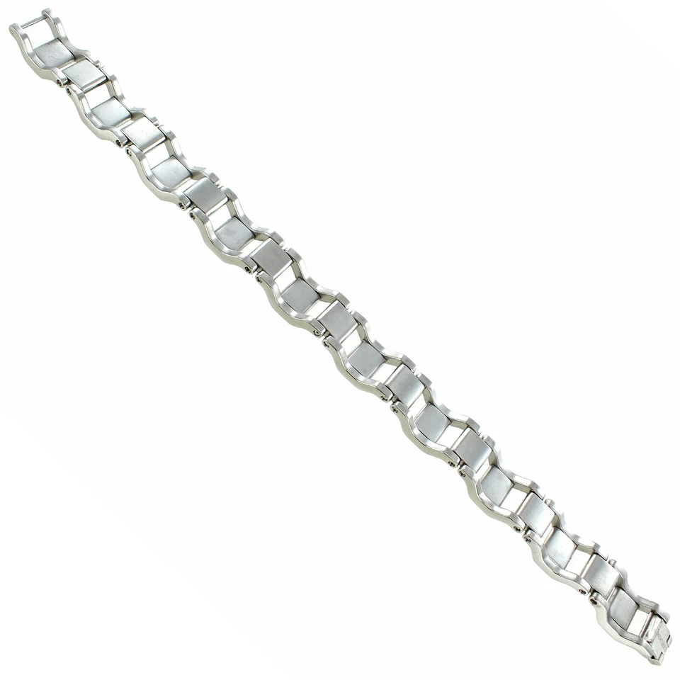 Pulsera para hombre Rochet Roma Moto GP acero inoxidable cepillado/brillante con marcas negras  Foto 4 de 4