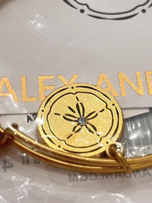 Alex Ani Charm Bangle Bracelet Sand Dollar GOLD NEW