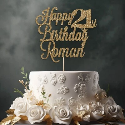 Cake Topper Personalised Happy Birthday Any Age Any Name 40th 50th 60th 70th