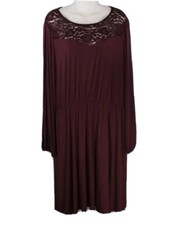 Lane Bryant Burgandy Lace Slit Sleeves Knit Dress Sz 18 20 NWT