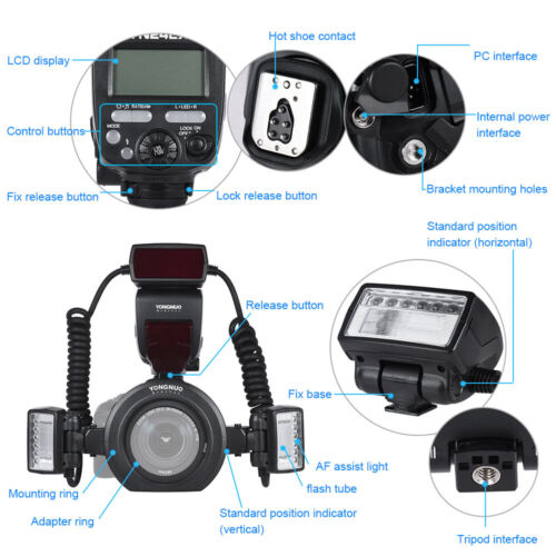 YONGNUO YN24EX E-TTL Macro Flash Speedlite Light Dual Head for Canon Camera - Picture 5 of 10
