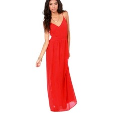 Lulus Rooftop Garden Women's Orange Tropical Maxi Dress Size S