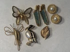 lot of 6 signed costume jewelry - Monet, Trifari, Corocraft, Monet, SFJ, Amway