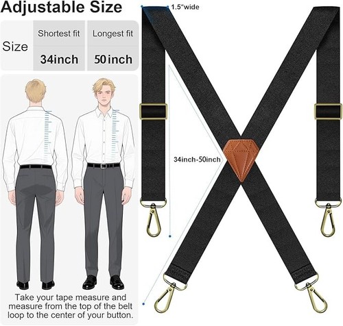 Bretelle Uomo Resistenti, X Schiena Nascoste Bretelle 1,5" Sotto Vestiti - Foto 4 di 5