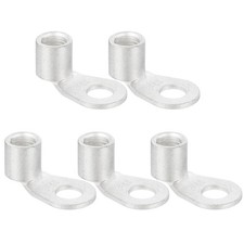 1 AWG - 5/16" Copper Wire Lugs, 90 Degree Bent Battery Lugs Silver, 5Pcs