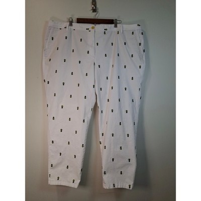 Talbots Pineapple Embroidered Girlfriend Chino Pants Womens Plus 22W Stretch