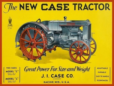 J.I. Case Tractors - Models C & L New Metal Sign: 12x16'' Ships Free