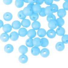 50Pcs 6mm Silicone Beads Round Loose Rubber Bead for DIY Lake Blue 
