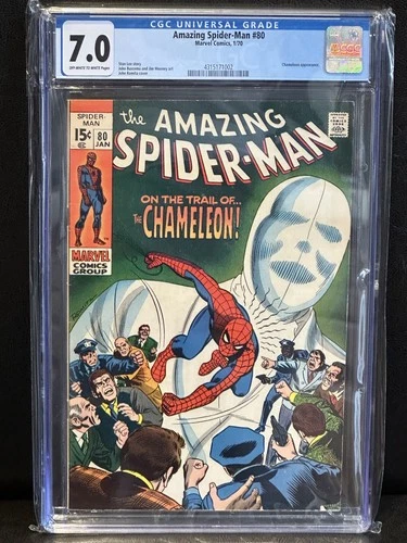 🔥CGC 7.0 OW/W pages AMAZING SPIDER-MAN #80 CHAMELEON appearance MARVEL 1970🔥