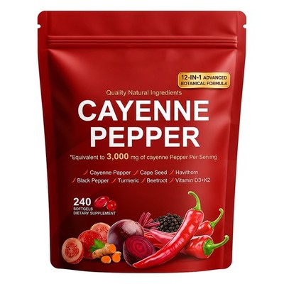 Vitalia Labs Cayenne Pepper Softgels, 12in1 Formula, Metabolism Support